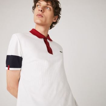 Lacoste Lacoste Made in France Regular Fit Organic Cotton Polo Shirt Pánské - Polo Bílé / Tmavě Blan